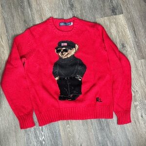 Ralph Lauren Red Bear Knit Sweater -